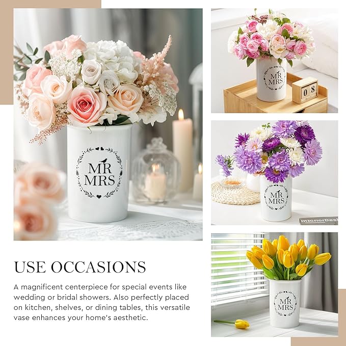 AW Bridal Mr and Mrs Wedding Vase Decorations, Bridal Shower Gifts - Image 5
