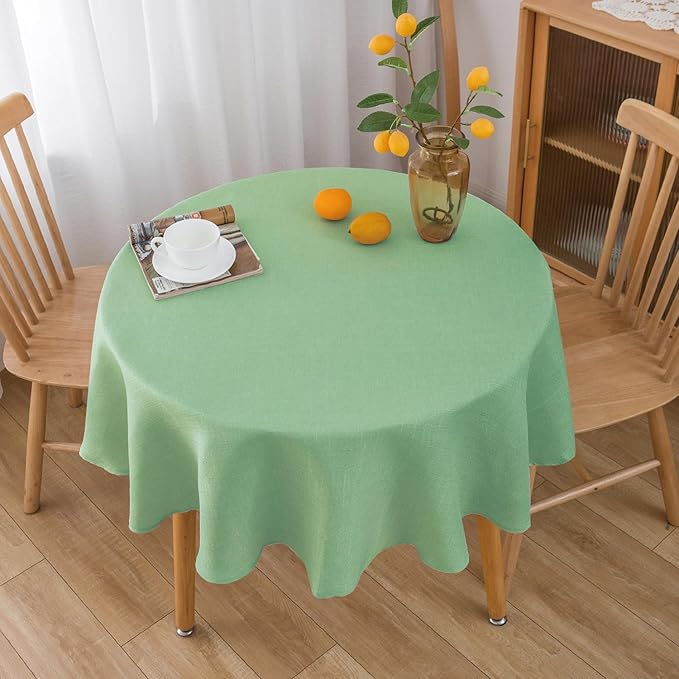 NLMUVW Light Green Round Tablecloth 36 Inch, Small Linen Table Cloth Rustic - Image 2