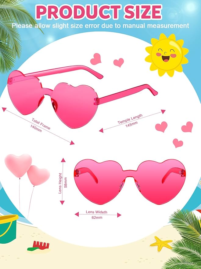 12 Pairs Heart Shaped Sunglasses - Image 3