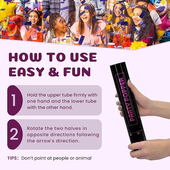 Confetti Poppers Purple Confetti Cannon 12 Pack Party Poppers Biodegradable12 - Image 3