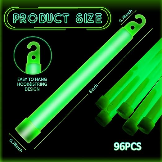 Sotiff 96 Pcs Bright 6 Inch Large Glow Sticks Bulk Emergency Glow in The Dark - Image 2