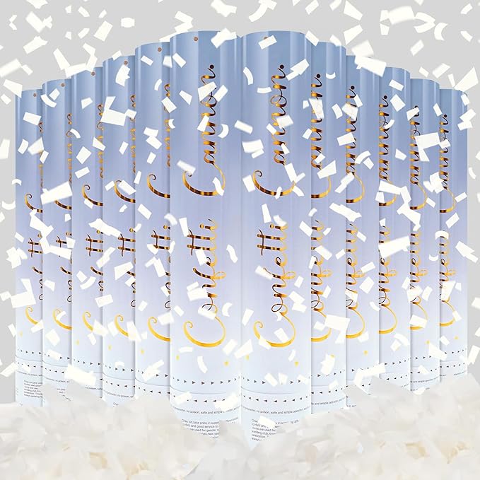 Confetti Poppers White Confetti Cannon 12 Pack Party Poppers by PEMUISE
