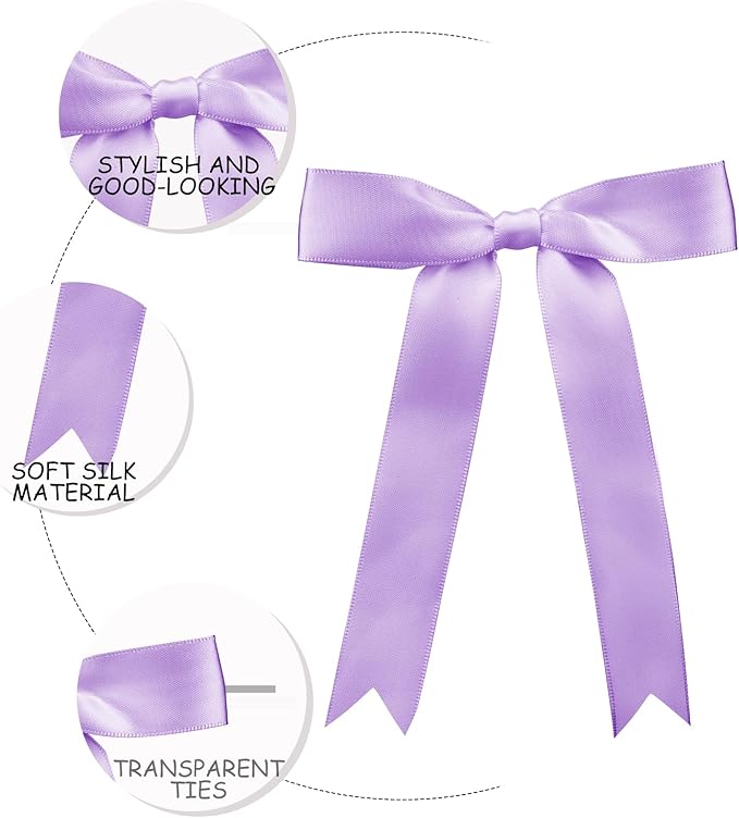 30 Pcs Satin Light Purple Bows - Image 2