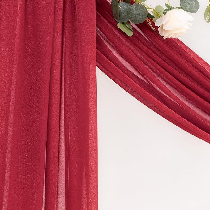 MLMC Red Wedding Arch Draping Fabric 1 Panel 29" x 20 FT Extra Long Gauze - Image 7