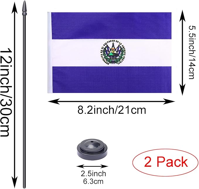 WXTWK 2 Pack Salvador Flag Salvador Deluxe Desk Flag Set - Image 2