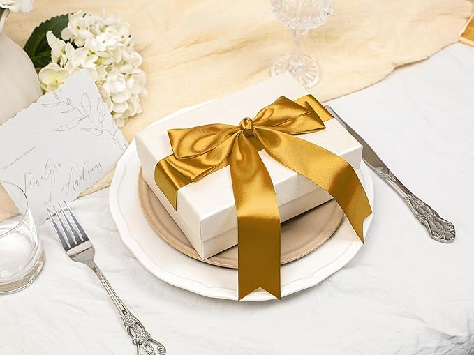 Gold Satin Ribbon 1-1/2 inch X Continuous 50 Yards, Single Face Polyester - Image 5