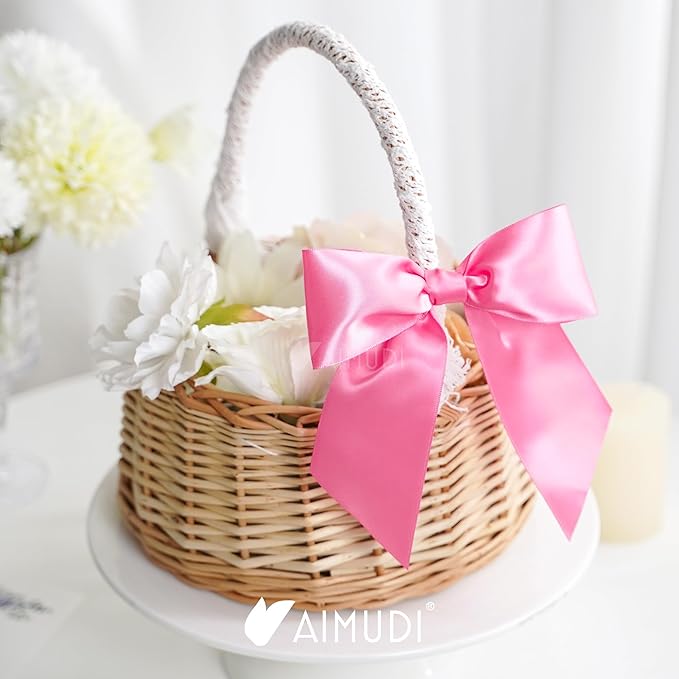 AIMUDI Hot Pink Satin Bows 5.5" Bows - Image 6