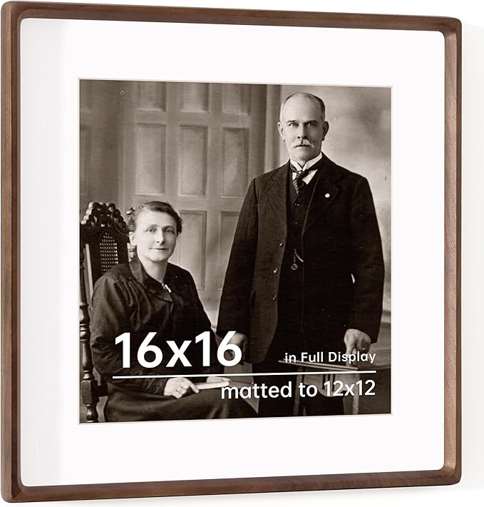 16x16 Picture Frame USA-Sourced Natural Walnut Wood Solid Original Wood Photo by Dreamland