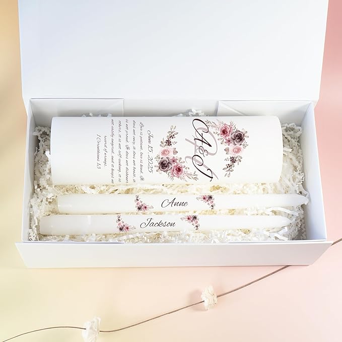 Unity Candles for Wedding, Modern Unity Set, Custom and Personalized Pillar and - Image 9