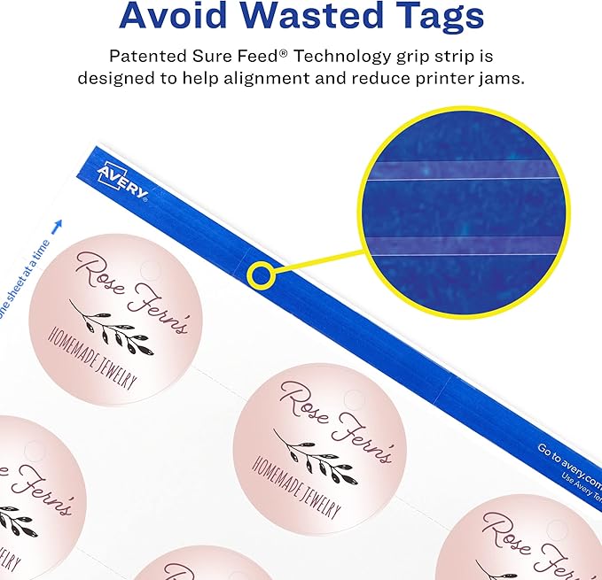 Avery Round Tags, Sure Feed Technology, Matte White, Strings Included, 120 Total - Image 5