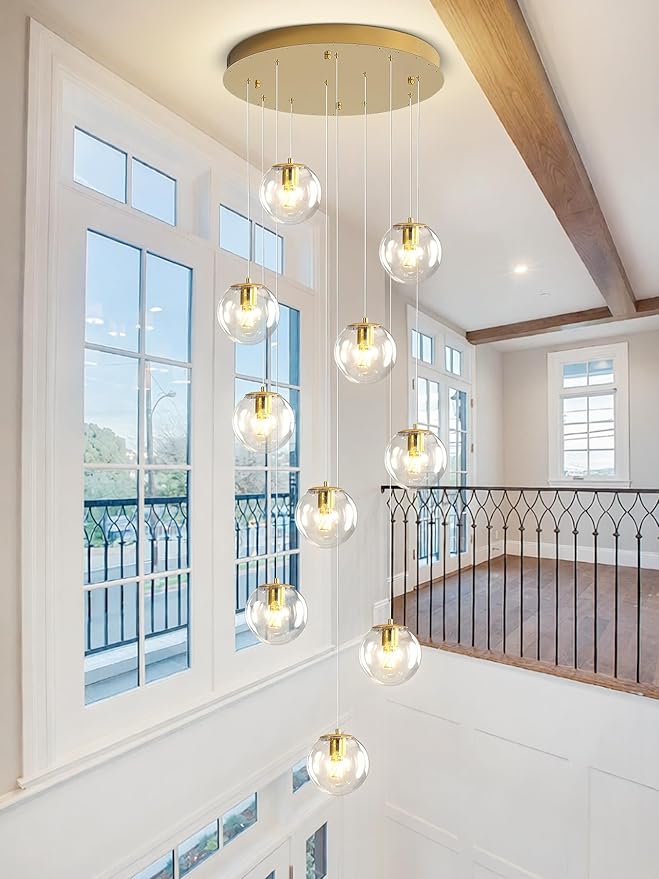 H118 Modern Glass Globe Chandelier Staircase Chandelier - Image 5