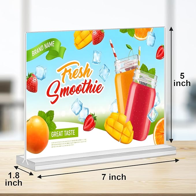 Acrylic Sign Holder 7x5, 6 Pack Clear Double Sided Table Menu Display Stand - Image 3