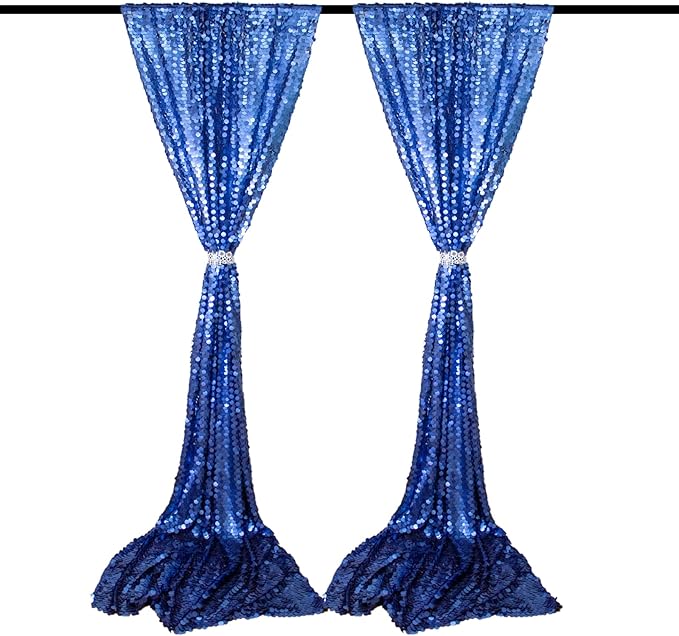 JYFLZQ Blue Payette Sequin Backdrop Curtains 8ft x 8ft 1 Panel Glitter Thick - Image 4