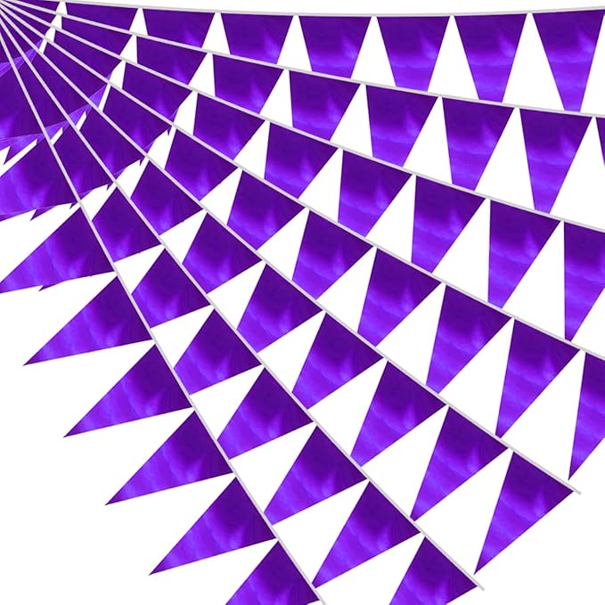 20M/65FT Purple Triangle Pennant Banner Flag Metallic Fabric Bunting Garland by raqieden