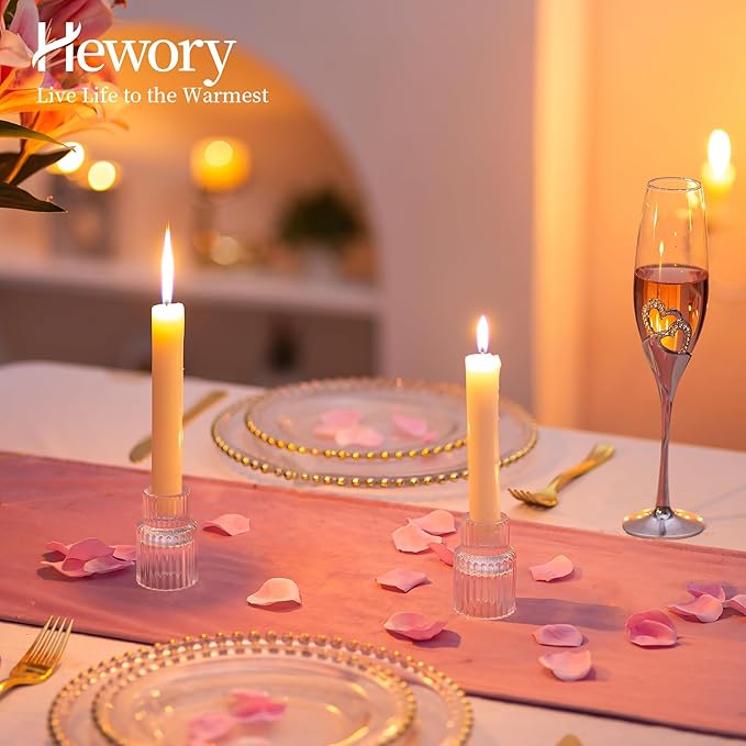 Candle Holder Glass Candlestick Holders: Hewory 10PCS Clear Taper Candle - Image 3