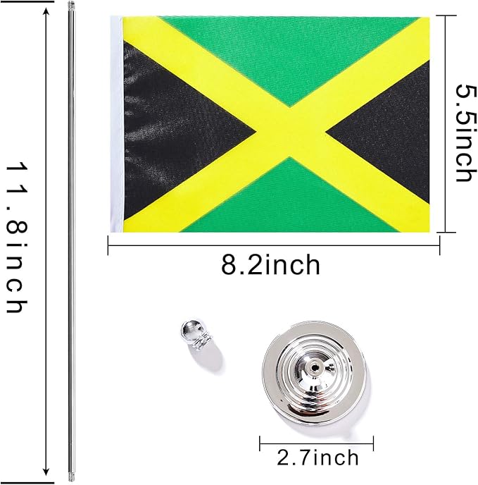 ZXvZYT 2 Pack Jamaica flag Jamaican Table Flag Small Mini Jamaican Desk Flags - Image 2
