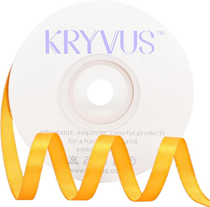 Yellow Satin Ribbon 1/4 inch X Continuous 25 Yards, Single Face Polyester by Kryvusribbon
