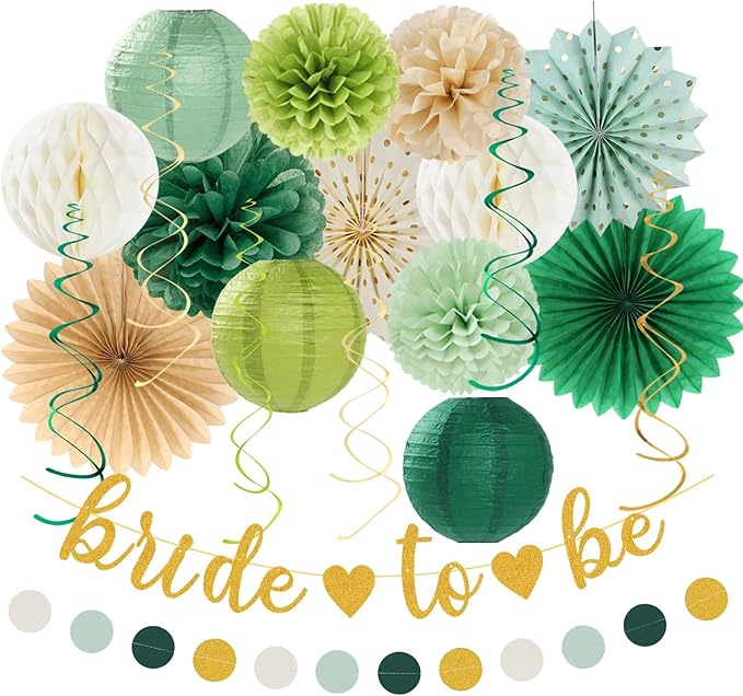 Sage Green Champagne-Gold Bachelorette Party-Decorations by Huglony