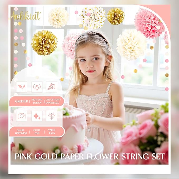 AOBKIAT Wedding Baby Shower Decorations Set, Circle Dots Colorful Paper Garland - Image 8