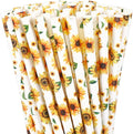 200Pcs Sunflower Paper Straws Watercolor Yellow Floral Disposable Drinking by JarThenaAMCS