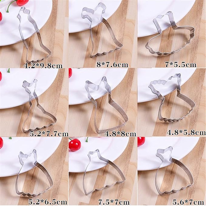 Mini Dress Cookie Cutter Set of 9 pcs, Stainless Steel Mini ONE-BITE SIZE - Image 5
