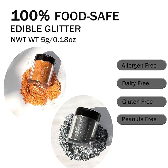 Orange Edible Glitter Black Glimmer Powder - Image 6