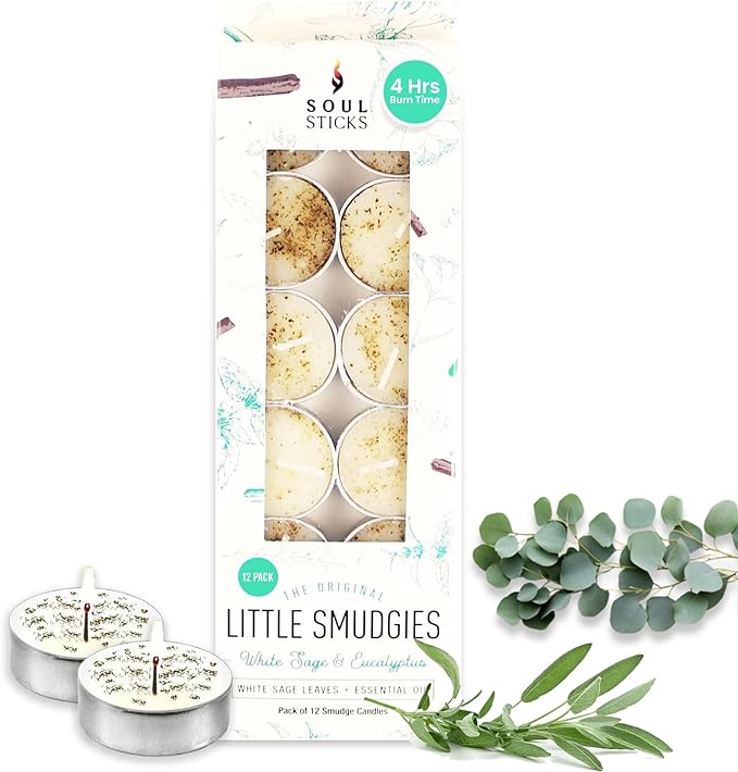 SOUL STICKS 12 Pack Little Smudgies Tealight Candles Smudge Candle by SoulSticks