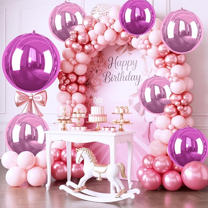 6 Pcs Hot Pink and Pink Balloons, 22 Inch Big Round Foil Balloon - Image 6