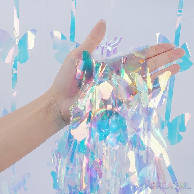 Iridescent Butterfly Fringe Party Backdrop - Image 3
