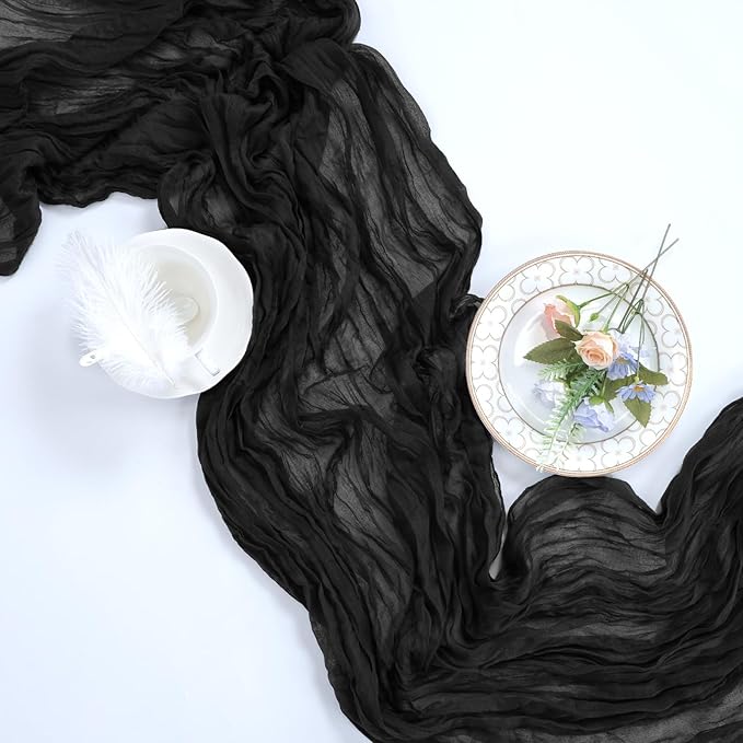 12 Pack Halloween Table Runner Black Cheesecloth 10ft Boho Gauze Fabric Cheese - Image 6