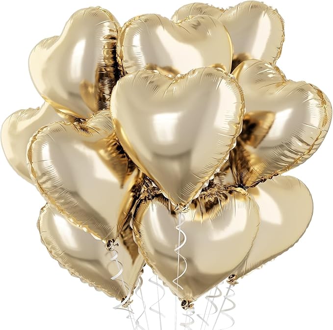 Pastel Gold Heart Balloons by TAOYE