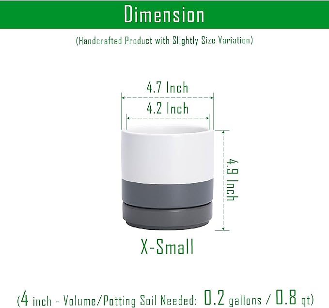 D'vine Dev Set of 4 Small Ceramic Plant Pots, 4.7 Inch Succulent Planter Pot - Image 3
