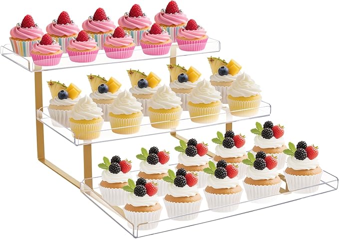 3 Tier Serving Tray Set for Entertaining, Acrylic Wedding Dessert Table Display by Unknown