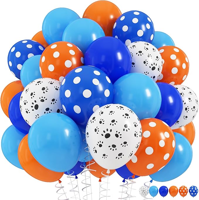 Blue and Orange Balloons Set, 12 Inch Orange Royal Pastel Dark Blue Balloon by HILAVO