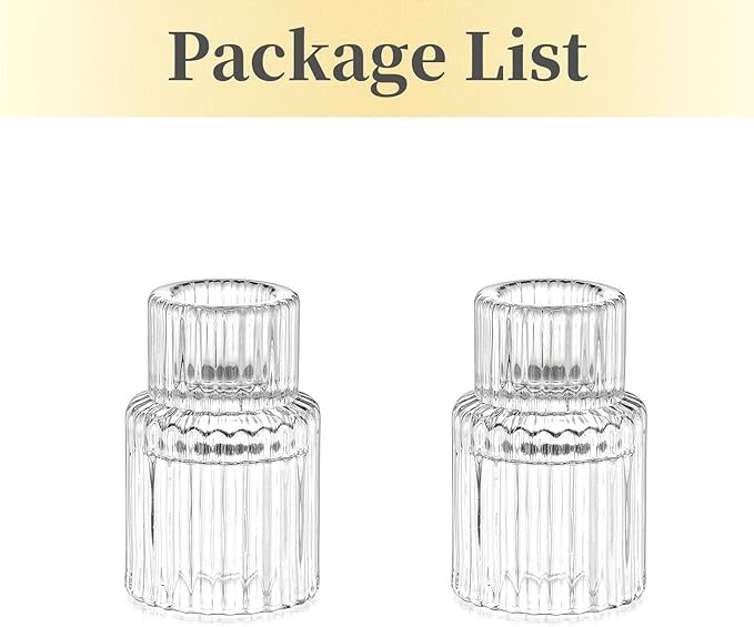 Candle Holder Glass Candlestick Holders: Hewory 2PCS Clear Taper Candle Holders - Image 6