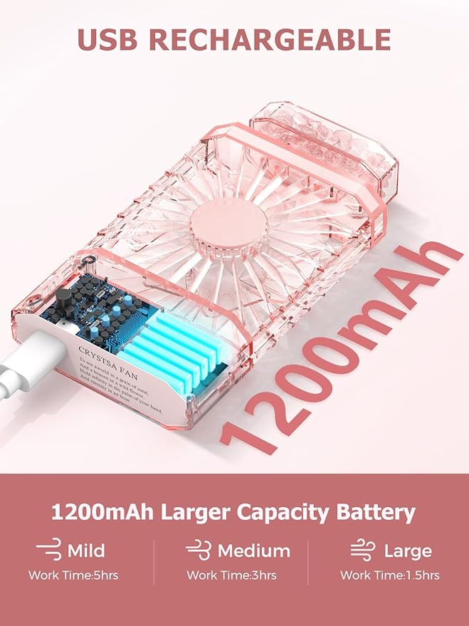Lady Handheld Fans, Rechargeable Small Personal Fan - Image 6