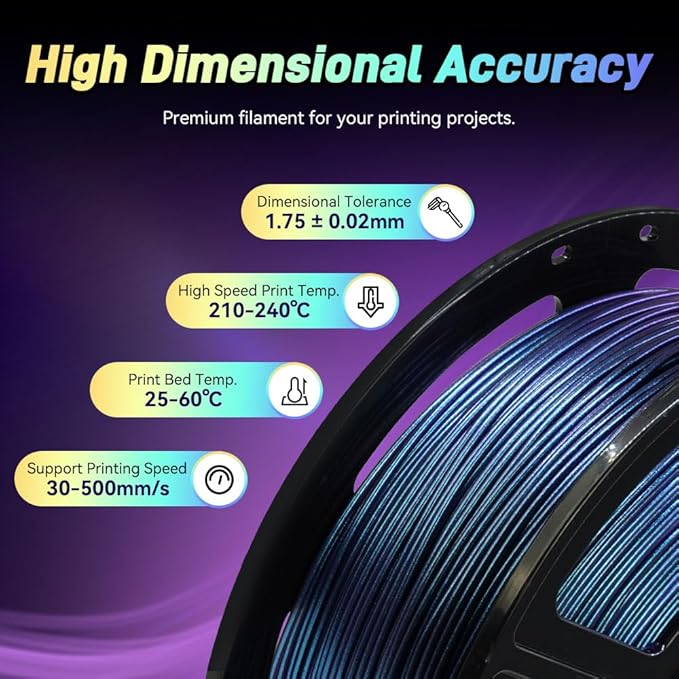FLASHFORGE Chameleon Gradient Rapid PLA Filament Burnt Titanium & Nebula Purple - Image 5