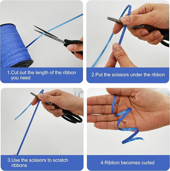 BEISHIDA 500 Yards Blue Glitter Ribbon Curling Crimped, Glitter Ribbon Balloon - Image 3