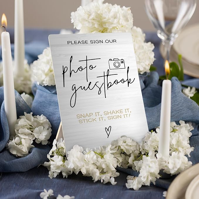 Photo Guest Book Wooden Stand 5x7inch, Wedding Reception Desk Decor - Image 2