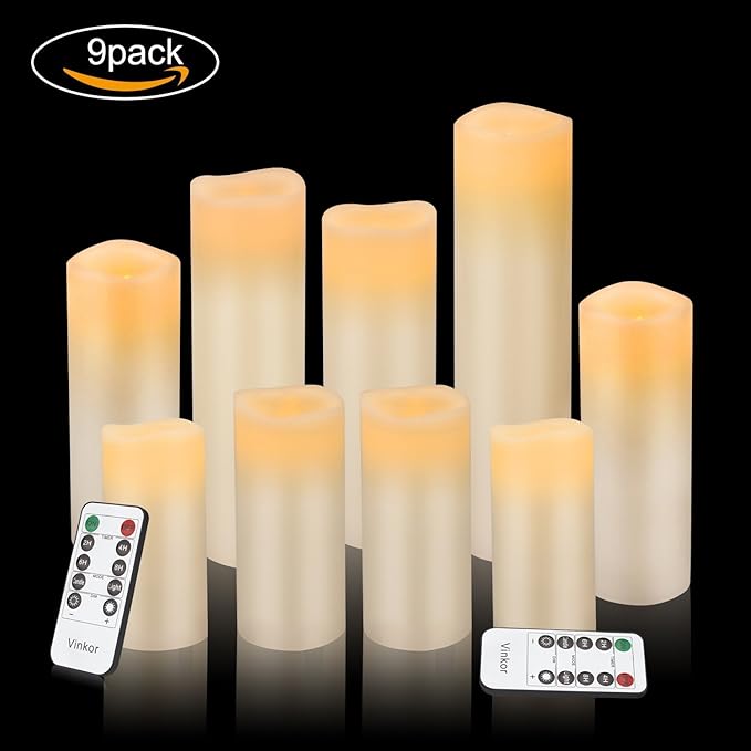 Vinkor Flameless Candles Battery Operated Candles Real Wax Pillar LED Candles - Image 2