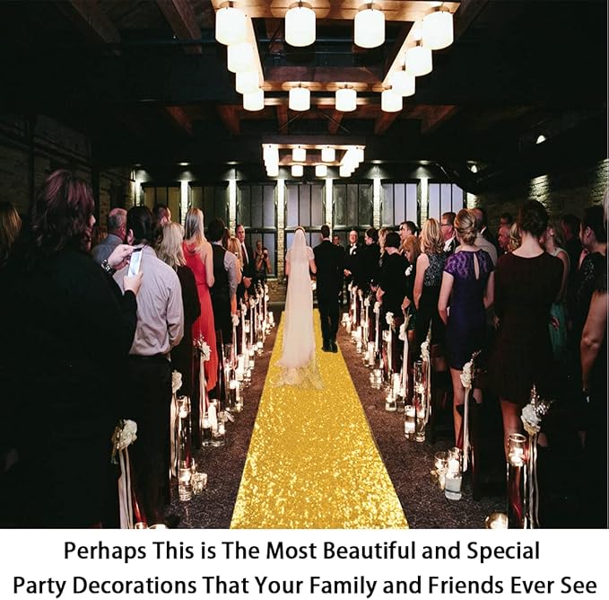 ShinyBeauty Gold Aisle Runners 2FTx15FT Carpet Runner - Image 2
