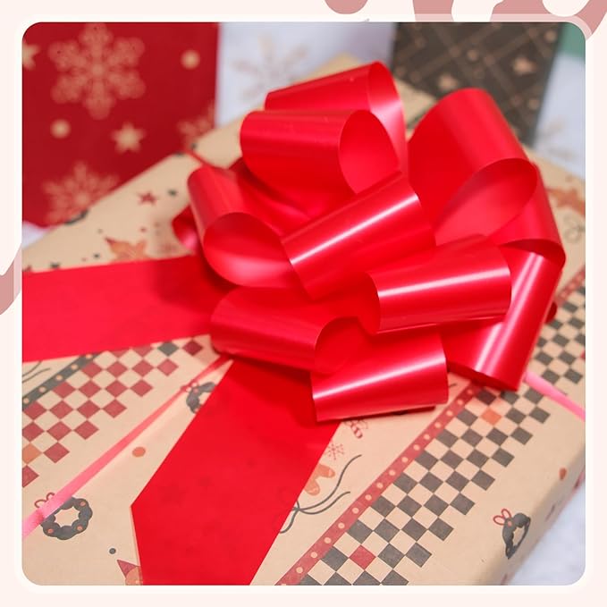 12 PCS 6 Inch Red Pull Bows - Image 6