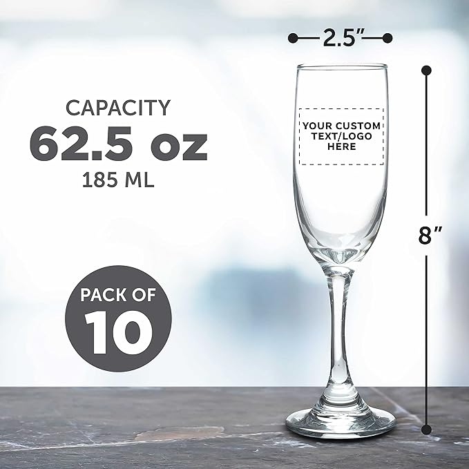 DISCOUNT PROMOS Custom Premiere Champagne Flutes 6.25 oz. Set of 10, - Image 5