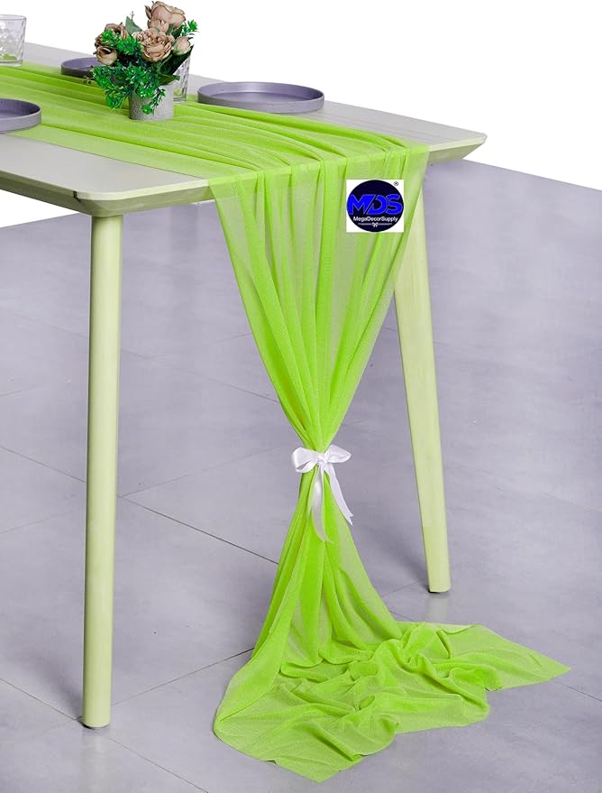 MDS 15 Pack 10ft Chiffon Table Runner 29 x 120 Inches Sheer Wedding Runner - Image 3