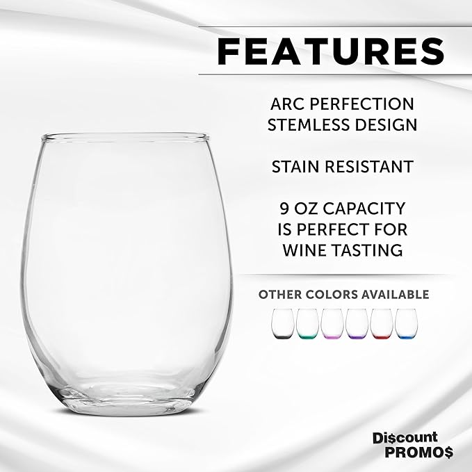DISCOUNT PROMOS Stemless Wine Glass 9 oz. Set of 10, Bulk Pack - Image 2