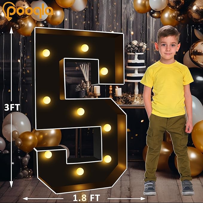 Pooqla 3FT Marquee Light Up Numbers, Giant Mosaic Light Up Numbers - Image 4