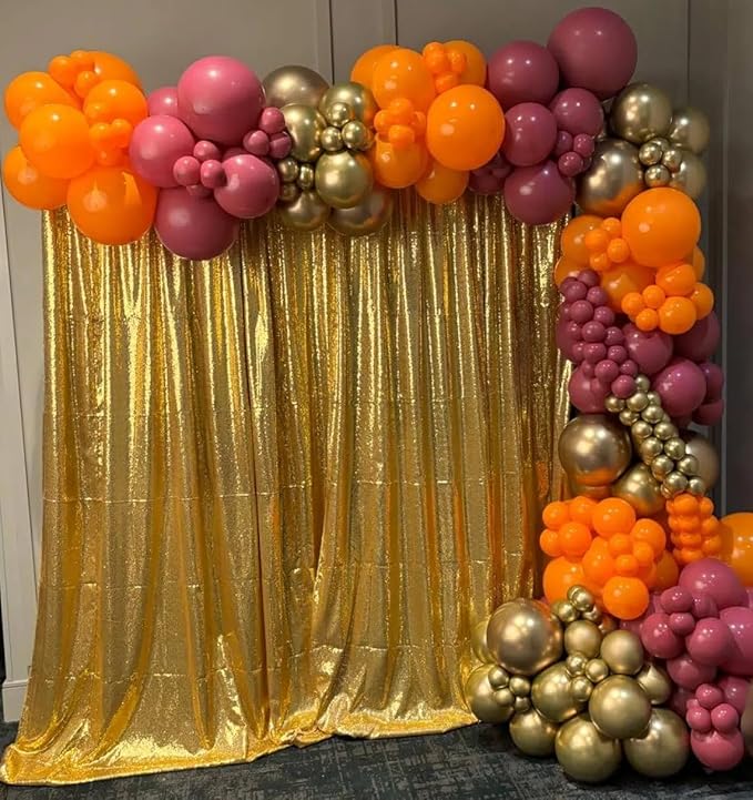 Gold Sequin Backdrop Curtain 8FTx8FT 1 Panel Sequin Backdrop Drape by TCBESTO