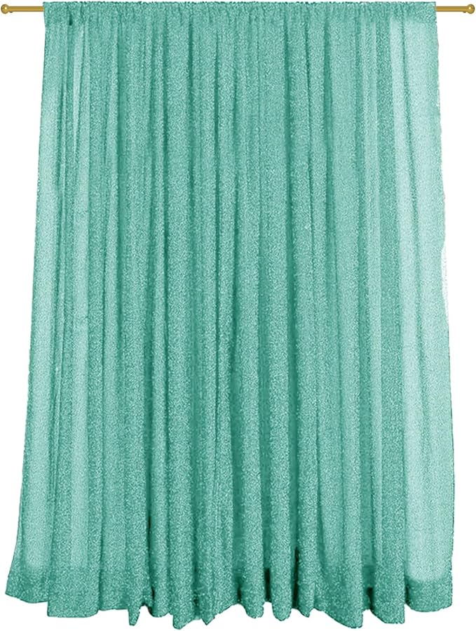 10FT x10FT Aqua Blue Metallic Sheer Spandex Backdrop, 1 Panel Glitter Sheer - Image 4