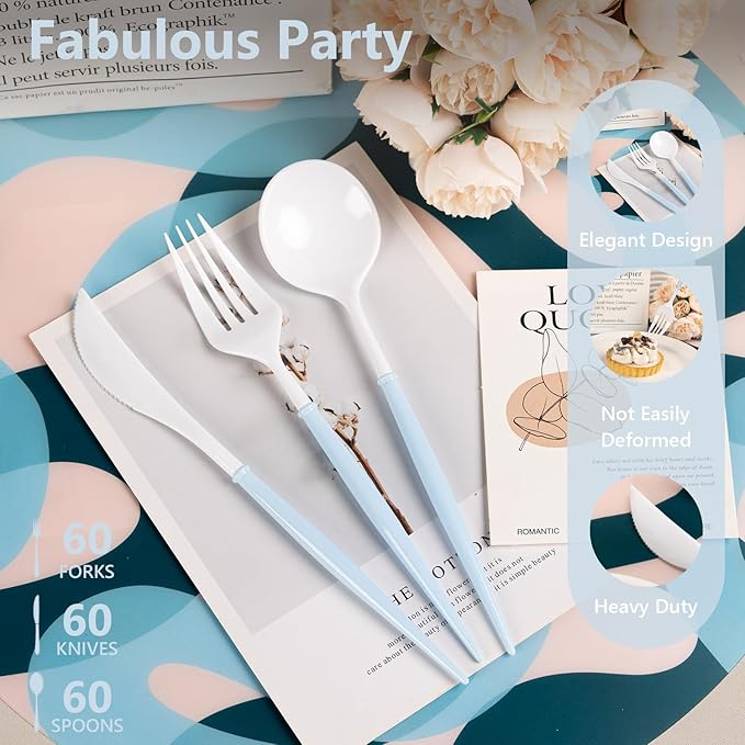 180PCS White Plastic Silverware - Image 5