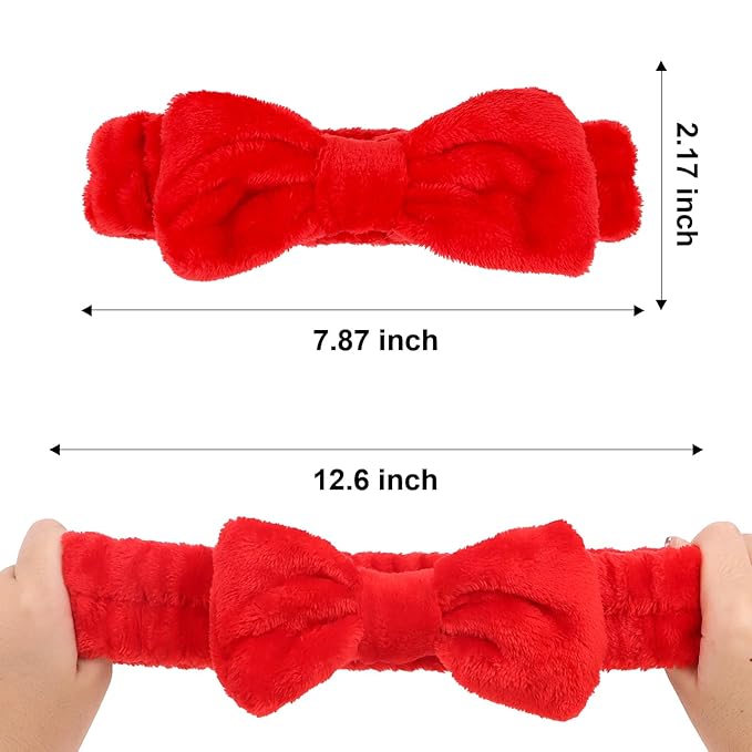 Semato 8 Pcs Red Spa Headband Skincare Headbands - Image 3